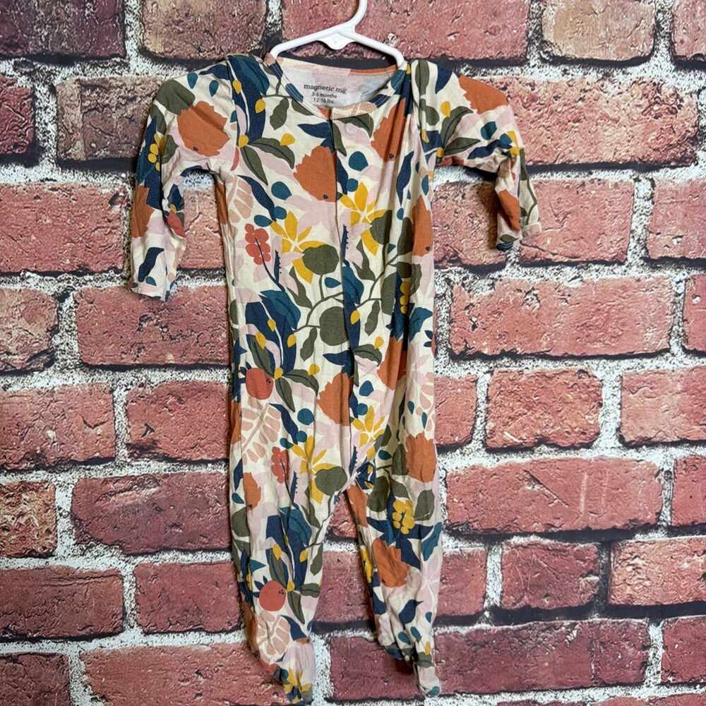 Baby Girls MAGNETIC ME Floral Botanical Modal Eco-Friendly Footie Sleeper 3-6 m